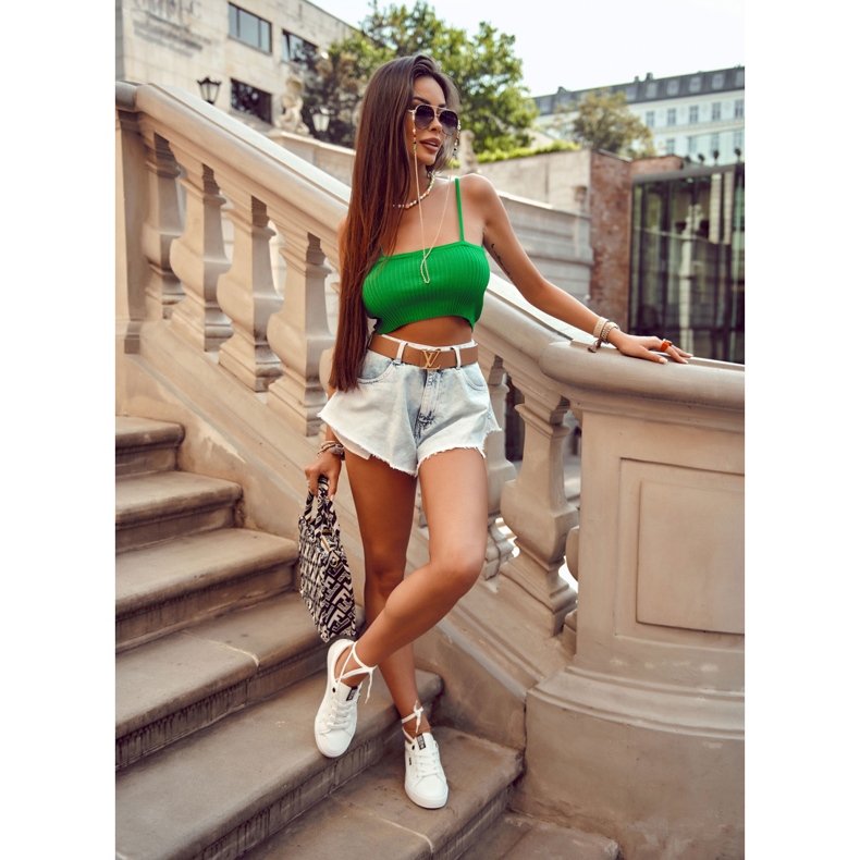 Tênis de couro feminino com a inscrição Big Star EE274316 branco 2