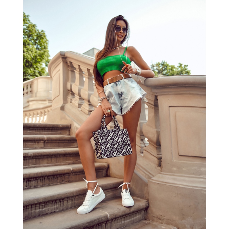 Tênis de couro feminino com a inscrição Big Star EE274316 branco 1