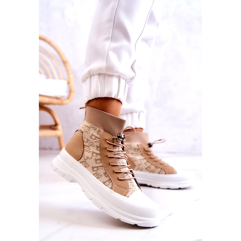 FW1 Tênis da moda meia alta bege Collin 2