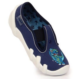 Chinelos de menino com elástico com tira de dinossauro em azul marinho Befado azul-marinho 1