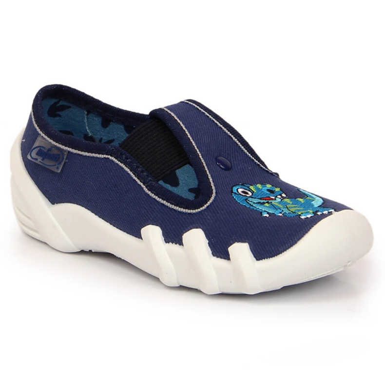 Chinelos de menino com elástico com tira de dinossauro em azul marinho Befado 2