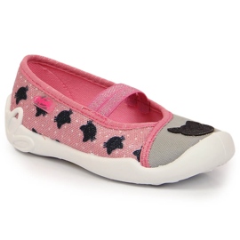 Chinelos de menina com elástico com chinelo de gato em Befado rosa 2