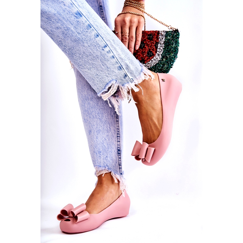 PH1 Bailarinas femininas de borracha com laço rosa floret 3