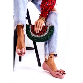 PH1 Bailarinas femininas de borracha com laço rosa floret 2