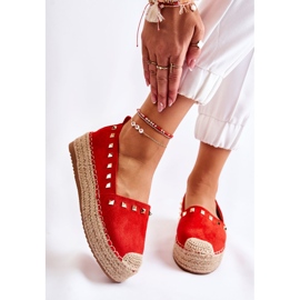 WT1 Alpercatas femininas com tachas vermelhas de Laross vermelho 1 WT1 Alpercatas femininas com tachas vermelhas de Laross vermelho 1