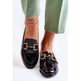 WS1 Mocassins femininos Coriso preto lacado 1