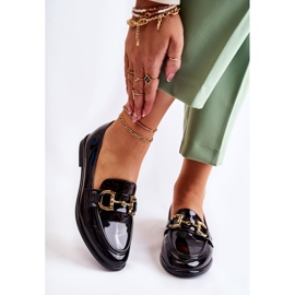 WS1 Mocassins femininos Coriso preto lacado 2