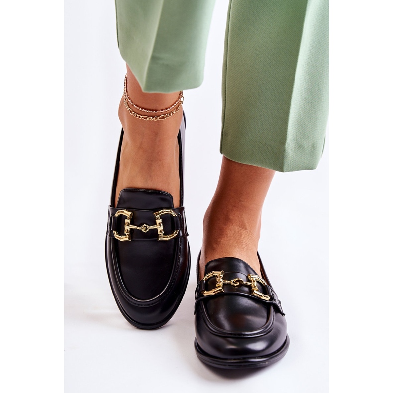 WS1 Mocassins pretos femininos Coriso 1