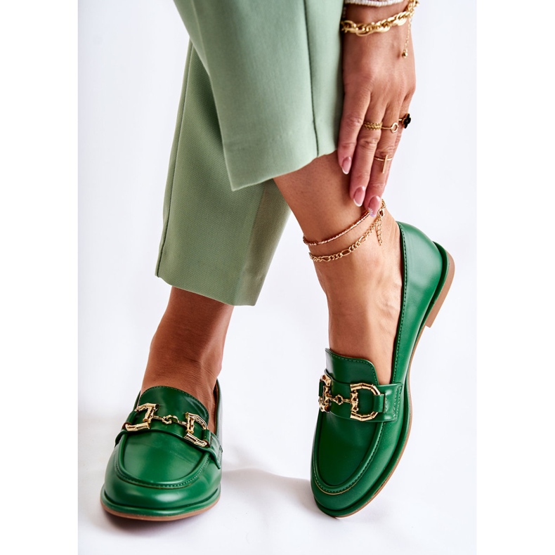 WS1 Mocassins femininos Green Coriso verde 2