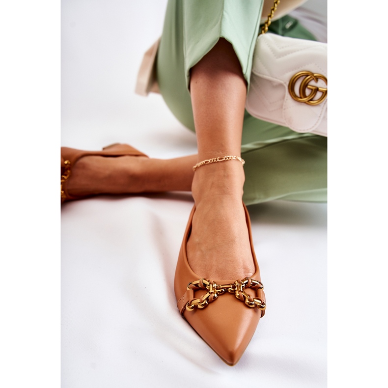 WS1 Bailarinas femininas em Spitz com decoração Camel Carlos marrom 1