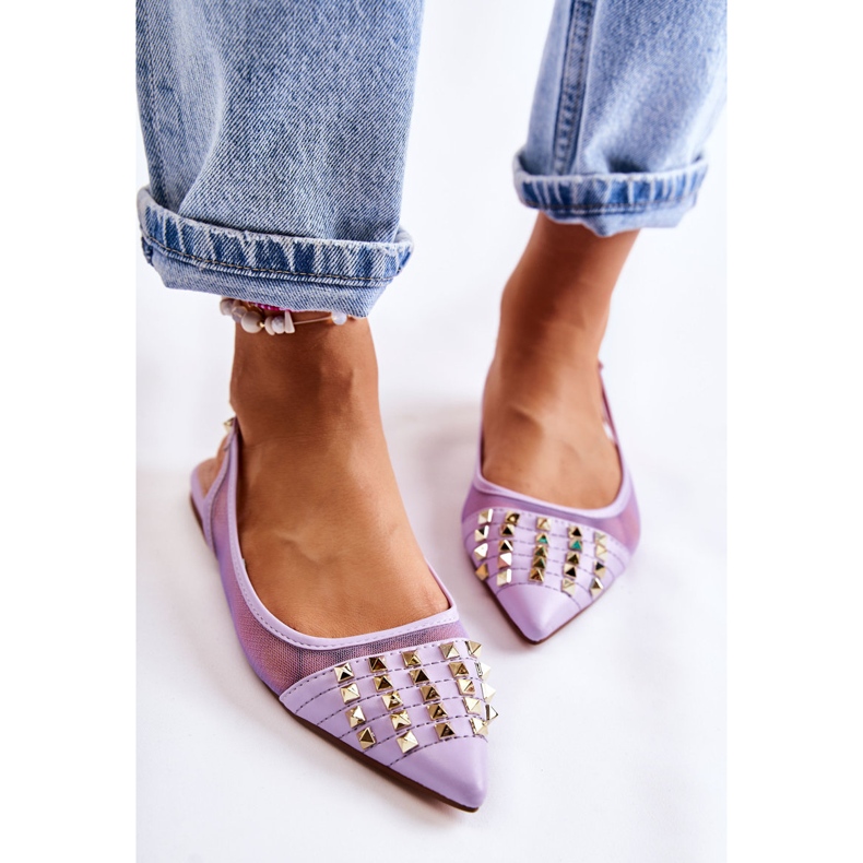 Bailarinas femininas com tachas Violet Kinley roxo 2