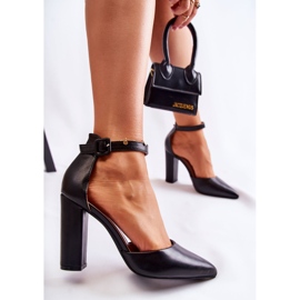 WS1 Bombas de couro em um salto alto preto Salira 2