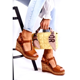 PG1 Sandálias clássicas de couro com cunha Valorin marrom 4