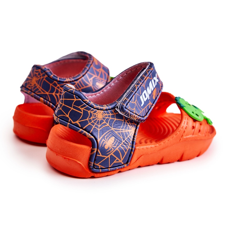 WJ1 Sandálias infantis leves com decorações em laranja e azul marinho azul-marinho 1