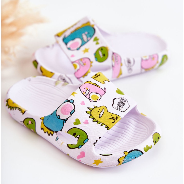 WJ1 Chinelos Astro Dinossauros Brancos Light para Crianças 2