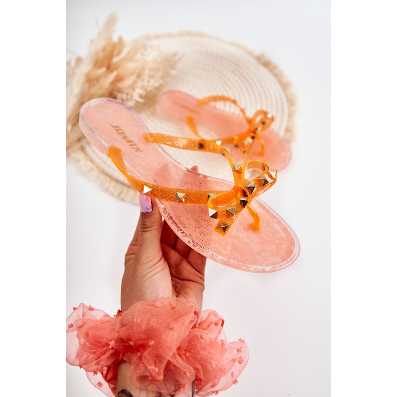 Chinelos femininos de borracha Monise laranja 1