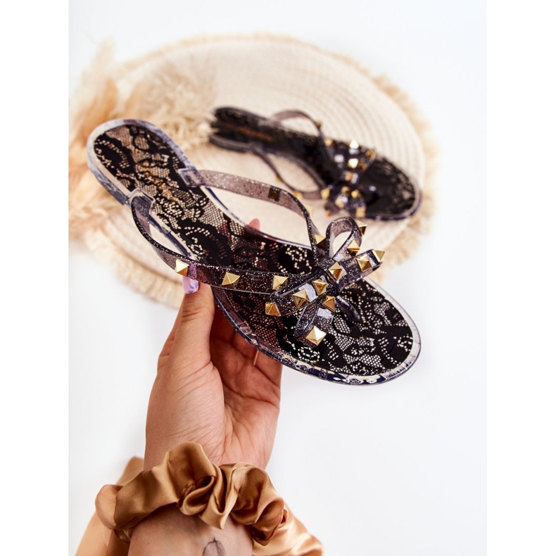 WJ1 Chinelos femininos de borracha Monise preto 1