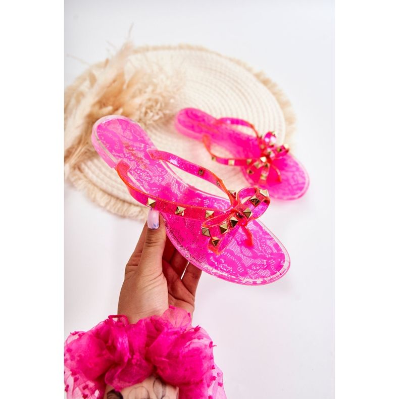 Chinelos femininos de borracha Monise rosa 1