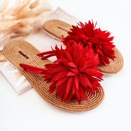 Chinelos de mulher com decoração em tecido Eviana vermelho 1