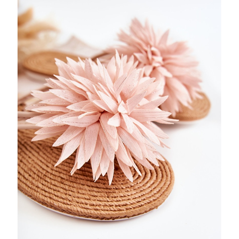 WJ1 Chinelos femininos com enfeite de tecido Rosa claro Eviana 2