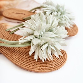 Chinelos femininos com enfeite de tecido verde Eviana 2