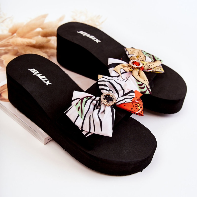 WJ1 Chinelos femininos de cunha de espuma Silana branca branco multicolorido 2