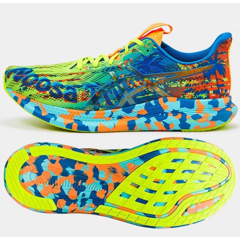 Tênis de corrida Asics Noosa Tri 14 M 1011B368-300 vermelho azul multicolorido verde 1