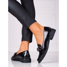 SHELOVET Patente de mocassins femininos preto 1