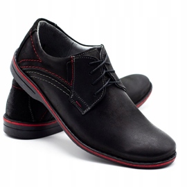 Sapatos masculinos de couro Olivier 242 pretos 1