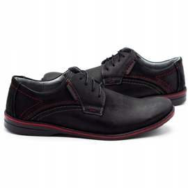 Sapatos masculinos de couro Olivier 242 pretos 2