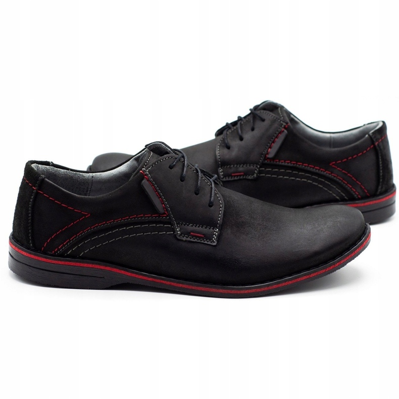Sapatos masculinos de couro Olivier 242 pretos 2