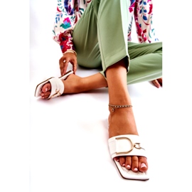 PG2 Chinelos femininos de couro clássico com decoração Shilla branca branco 4