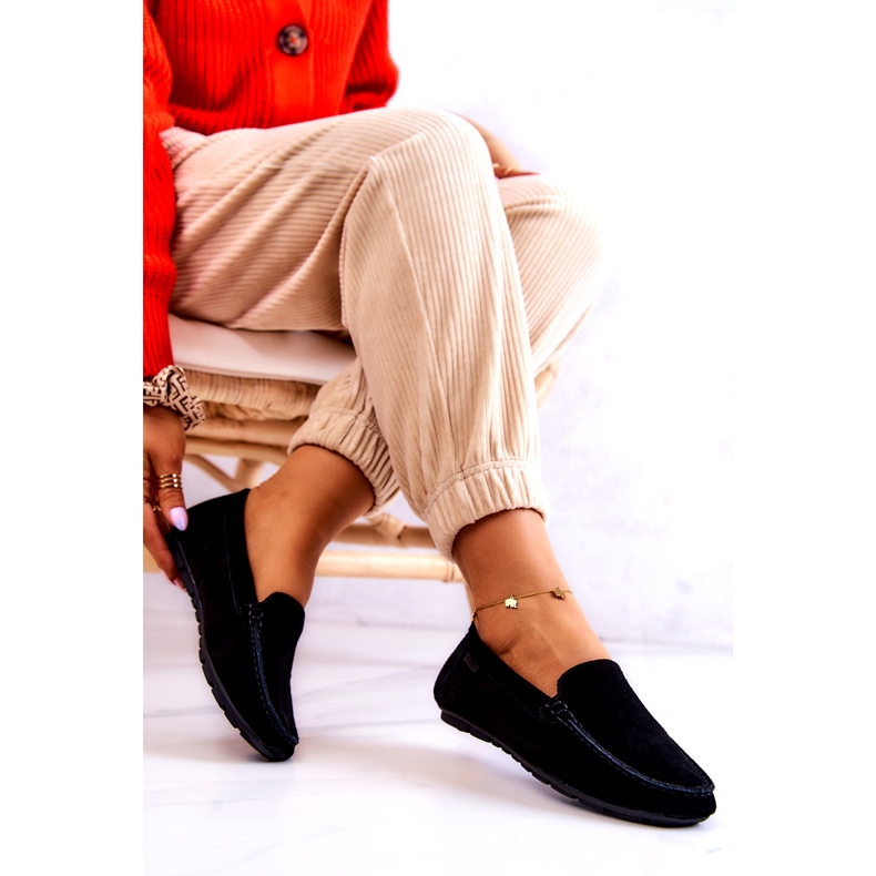 Mocassins femininos de camurça Big Star JJ274654 Preto 3