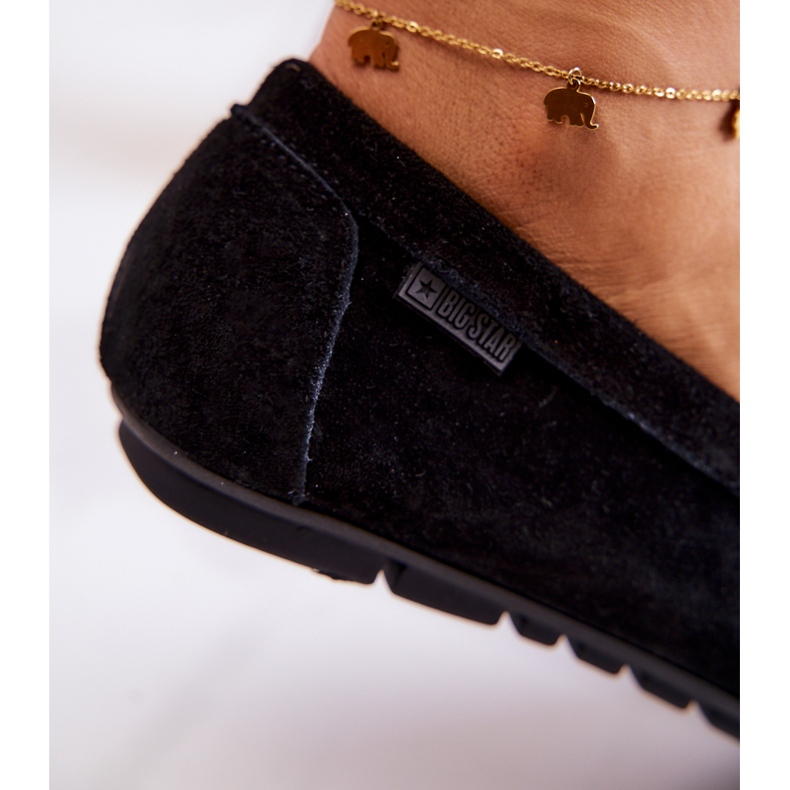 Mocassins femininos de camurça Big Star JJ274654 Preto 5