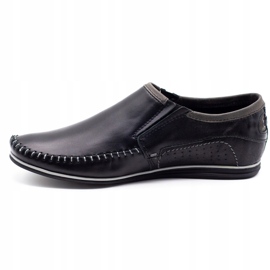 KOMODO Mocassins masculinos de couro 847 pretos 1