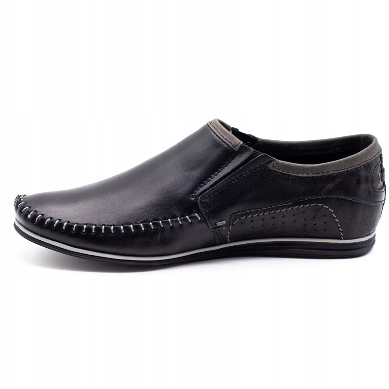 KOMODO Mocassins masculinos de couro 847 pretos 1
