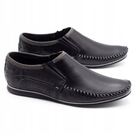 KOMODO Mocassins masculinos de couro 847 pretos 2