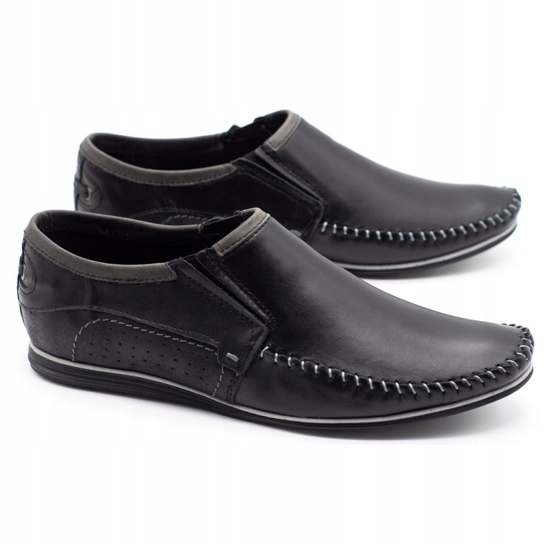 KOMODO Mocassins masculinos de couro 847 pretos 2