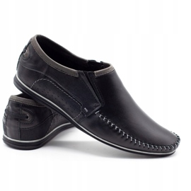 KOMODO Mocassins masculinos de couro 847 pretos 3