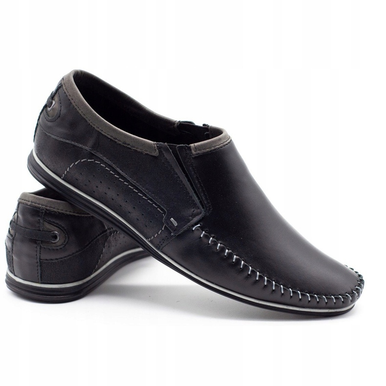 KOMODO Mocassins masculinos de couro 847 pretos 3
