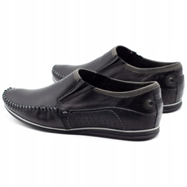 KOMODO Mocassins masculinos de couro 847 pretos 4