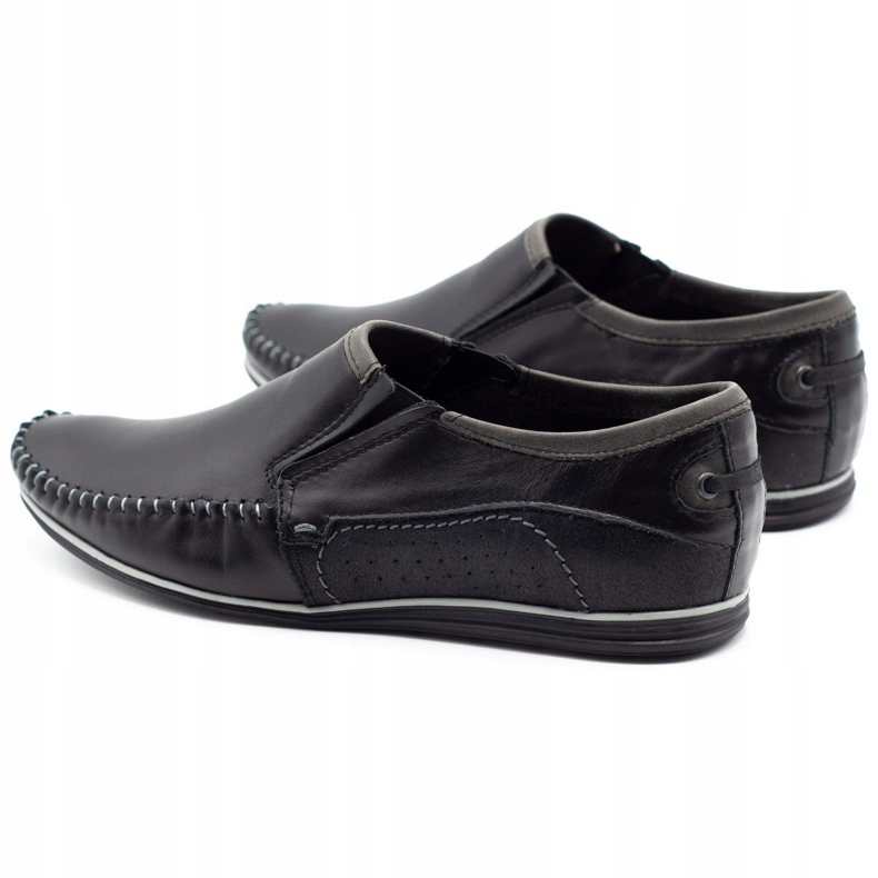 KOMODO Mocassins masculinos de couro 847 pretos 4