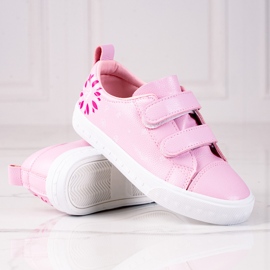 Tênis infantil Shelovet Velcro feito de couro ecológico rosa 1