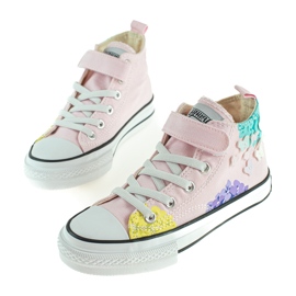 Tênis infantil Shelovet rosa com flores multicolorido 1