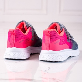 Calçado esportivo infantil Shelovet com fechamento em velcro rosa e cinza 1