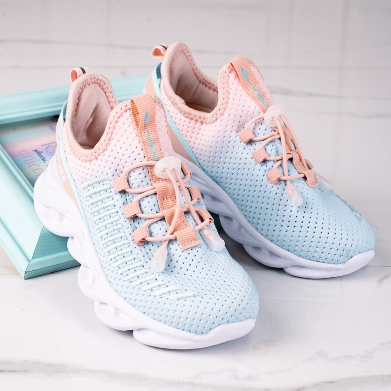 Calçado esportivo infantil Vico, material de duas cores azul rosa 1