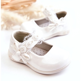 Bailarinas infantis brancas com velcro e renda branco 2