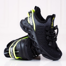 Calçado esportivo infantil Vico, material de duas cores preto cinza 2