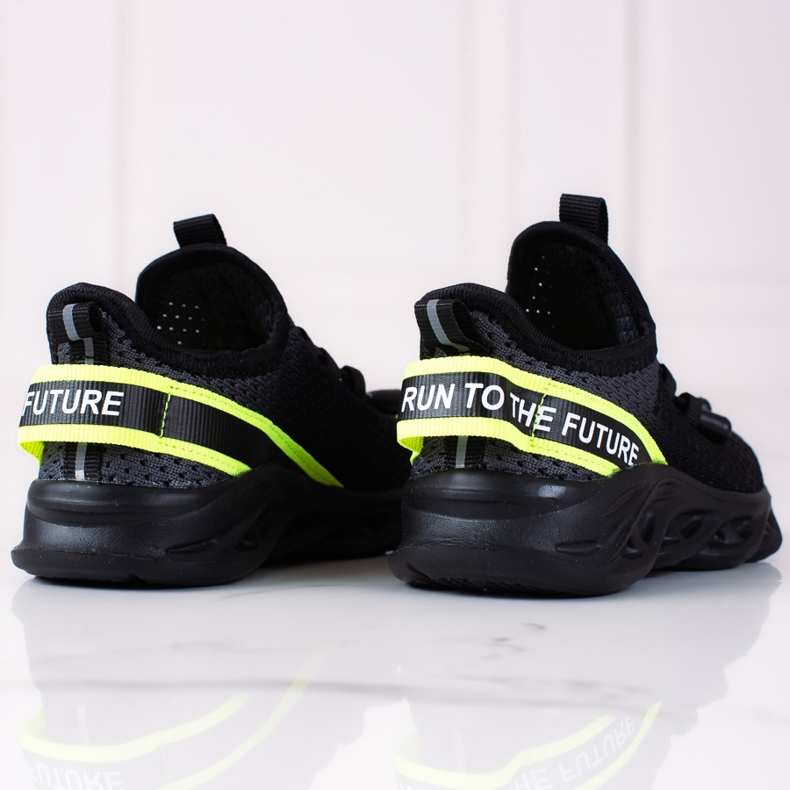 Calçado esportivo infantil Vico, material de duas cores preto cinza 1