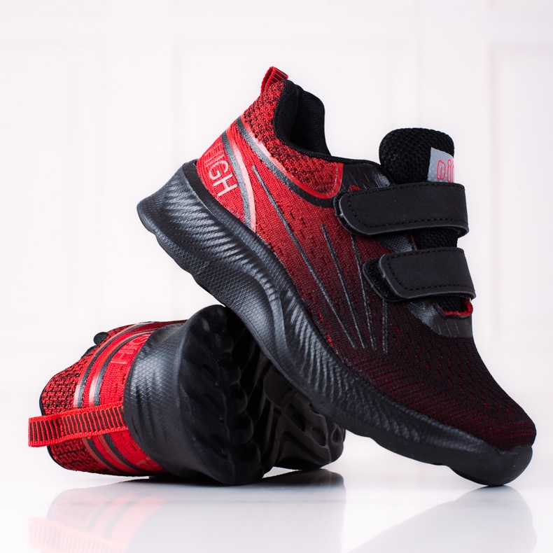 Tênis Shelovet meninos com velcro duplo preto e vermelho 2